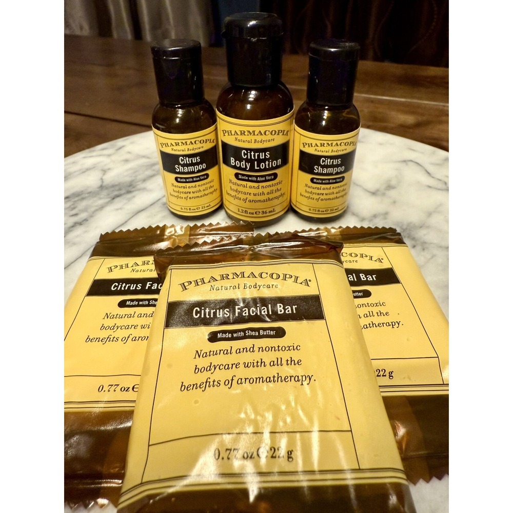 LOT of 6 Pharmacopia Citrus 3 Facial Bars 2 Body Lotion 1 Shampoo Aloe Vera NEW!